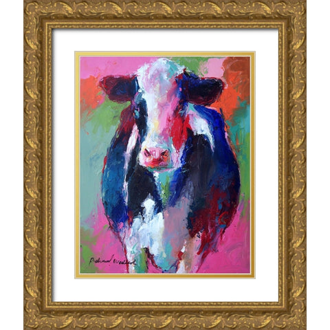 Art Pink Cow Gold Ornate Wood Framed Art Print with Double Matting by Wallich, Richard
