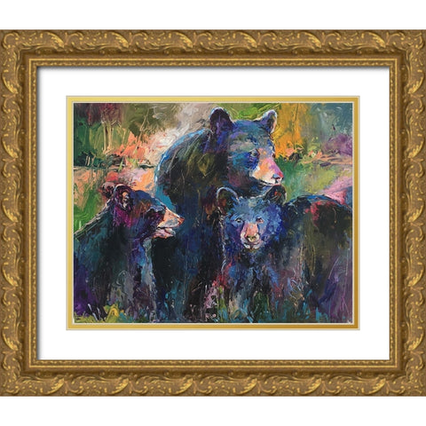 Art Bear Family Gold Ornate Wood Framed Art Print with Double Matting by Wallich, Richard