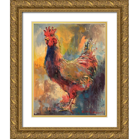 Art Rooster 1 Gold Ornate Wood Framed Art Print with Double Matting by Wallich, Richard