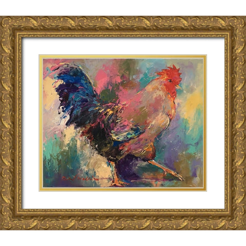Art Rooster 2 Gold Ornate Wood Framed Art Print with Double Matting by Wallich, Richard