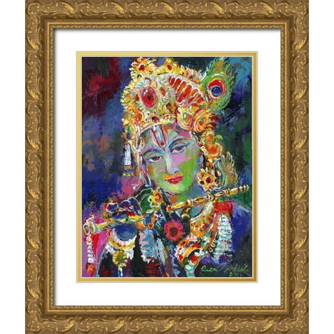 Krishna Gold Ornate Wood Framed Art Print with Double Matting by Wallich, Richard