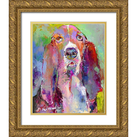 Art Basset Hound Gold Ornate Wood Framed Art Print with Double Matting by Wallich, Richard