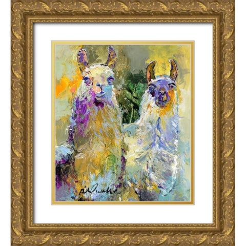Llamas Gold Ornate Wood Framed Art Print with Double Matting by Wallich, Richard