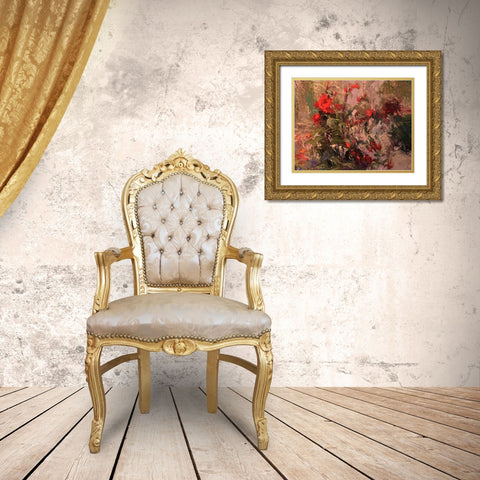Flowers 4 Gold Ornate Wood Framed Art Print with Double Matting by Wallich, Richard