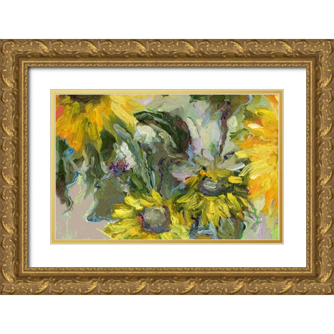 Sunflowers 2 Gold Ornate Wood Framed Art Print with Double Matting by Wallich, Richard