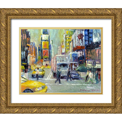 Times Square Gold Ornate Wood Framed Art Print with Double Matting by Wallich, Richard