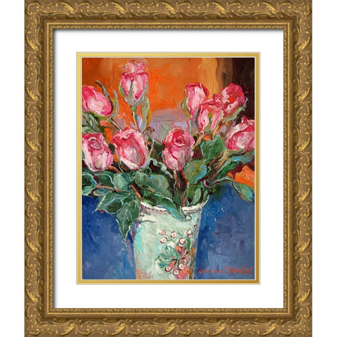 Roses Gold Ornate Wood Framed Art Print with Double Matting by Wallich, Richard