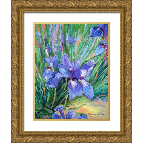 Iris Gold Ornate Wood Framed Art Print with Double Matting by Wallich, Richard