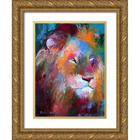 Lion 4 Gold Ornate Wood Framed Art Print with Double Matting by Wallich, Richard