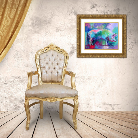 Pig Gold Ornate Wood Framed Art Print with Double Matting by Wallich, Richard