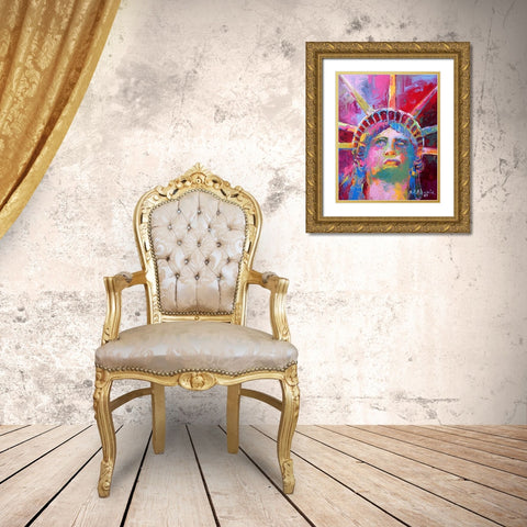 Liberty 3 Gold Ornate Wood Framed Art Print with Double Matting by Wallich, Richard