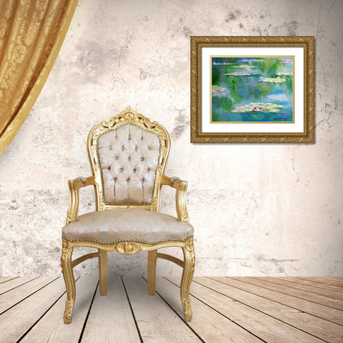 Lilies Gold Ornate Wood Framed Art Print with Double Matting by Wallich, Richard