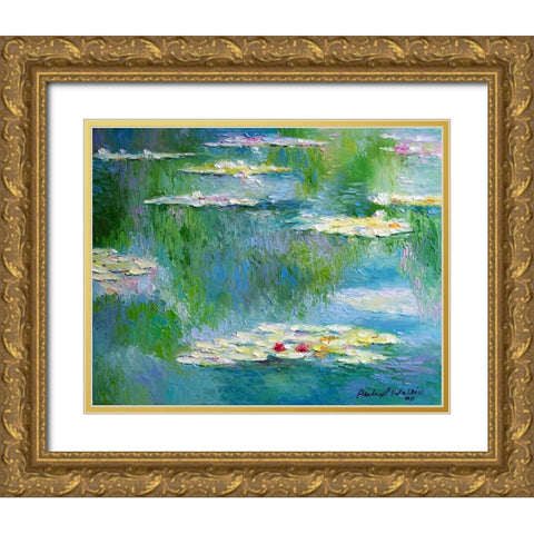 Lilies Gold Ornate Wood Framed Art Print with Double Matting by Wallich, Richard