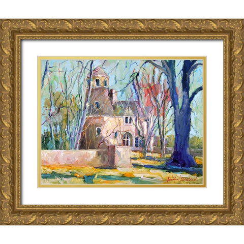 Tan House Gold Ornate Wood Framed Art Print with Double Matting by Wallich, Richard