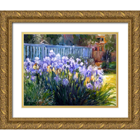 Iris Gold Ornate Wood Framed Art Print with Double Matting by Wallich, Richard
