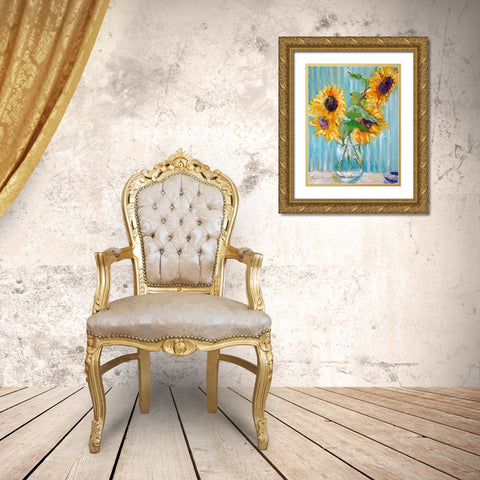 Sunflower Gold Ornate Wood Framed Art Print with Double Matting by Wallich, Richard