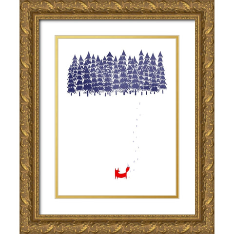 Alone In The Forest Gold Ornate Wood Framed Art Print with Double Matting by Farkas, Robert