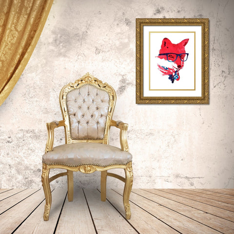 American Fox Gold Ornate Wood Framed Art Print with Double Matting by Farkas, Robert