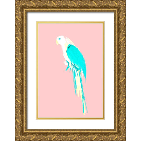 Summer Parrot Gold Ornate Wood Framed Art Print with Double Matting by Farkas, Robert