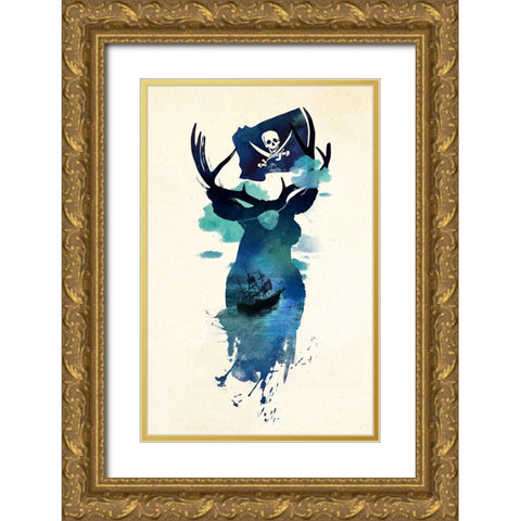 Captain Hook Gold Ornate Wood Framed Art Print with Double Matting by Farkas, Robert
