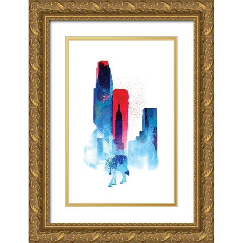 The Wolf Of The City Gold Ornate Wood Framed Art Print with Double Matting by Farkas, Robert