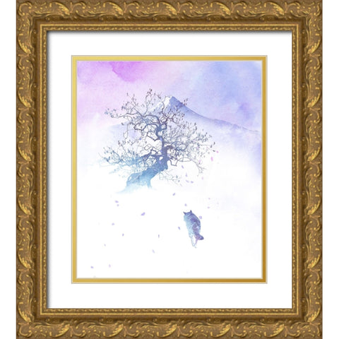 Long Way To Fuji Gold Ornate Wood Framed Art Print with Double Matting by Farkas, Robert