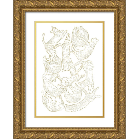 11 Sleeping Cat Gold Ornate Wood Framed Art Print with Double Matting by Farkas, Robert