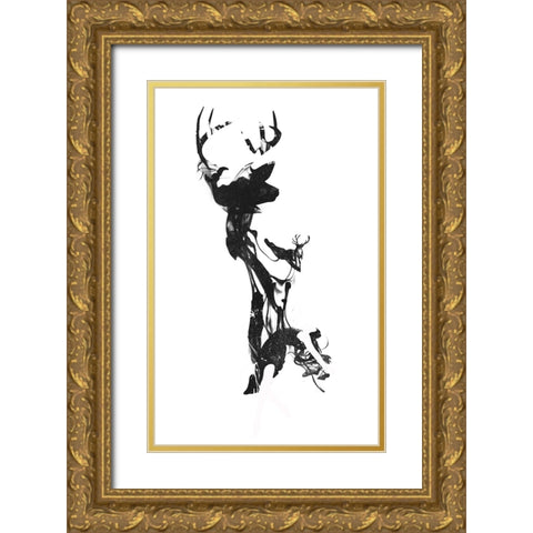 Last Time I Was A Deer Gold Ornate Wood Framed Art Print with Double Matting by Farkas, Robert