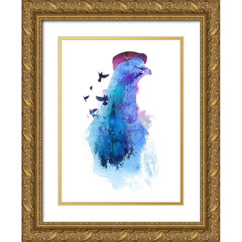 Pigeon Of London Gold Ornate Wood Framed Art Print with Double Matting by Farkas, Robert