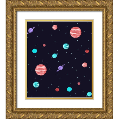 Bright Night Sky V1 Gold Ornate Wood Framed Art Print with Double Matting by Farkas, Robert