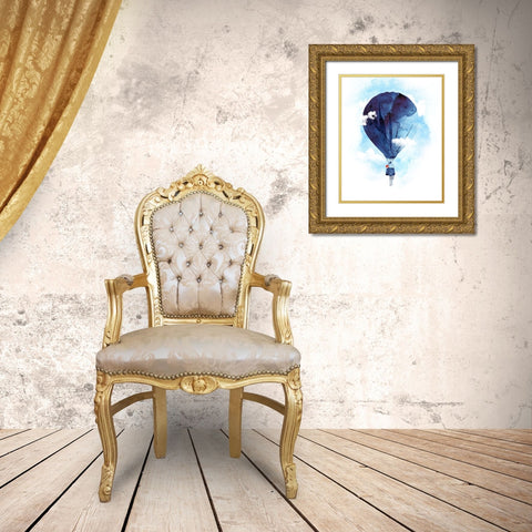 Bye Bye Baloon Gold Ornate Wood Framed Art Print with Double Matting by Farkas, Robert