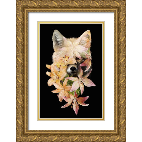 Foxy Flowers Gold Ornate Wood Framed Art Print with Double Matting by Farkas, Robert