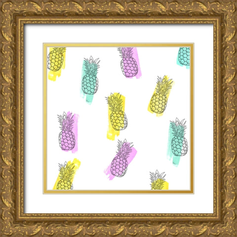 Funky Ananas Gold Ornate Wood Framed Art Print with Double Matting by Farkas, Robert