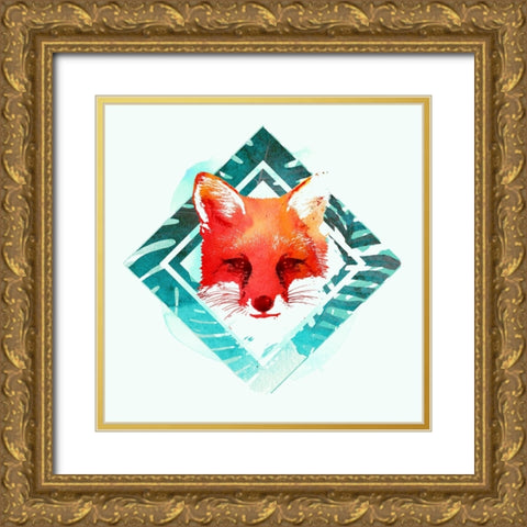 Green Fox 2 Gold Ornate Wood Framed Art Print with Double Matting by Farkas, Robert