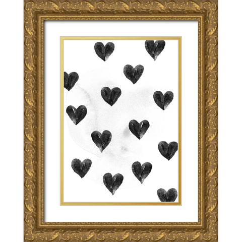 I Drew A Few Hearts For You Gold Ornate Wood Framed Art Print with Double Matting by Farkas, Robert