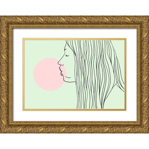 Pink Bubble Gum Gold Ornate Wood Framed Art Print with Double Matting by Farkas, Robert