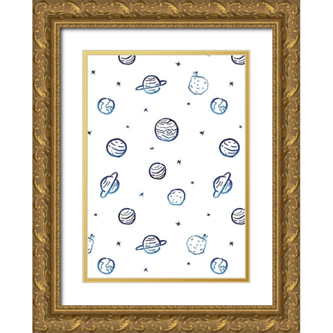Planets Gold Ornate Wood Framed Art Print with Double Matting by Farkas, Robert