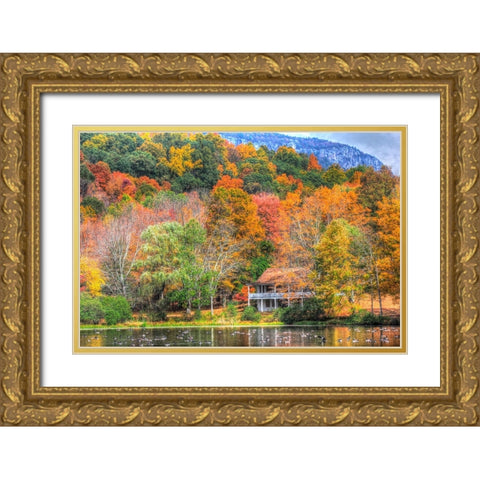 Tillson Lake Gold Ornate Wood Framed Art Print with Double Matting by Goldwitz, Robert