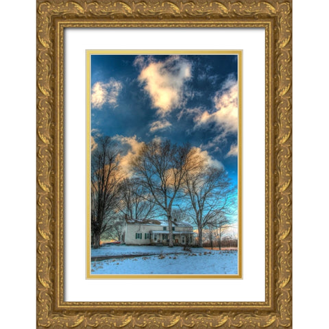 Winter Home Vertical Gold Ornate Wood Framed Art Print with Double Matting by Goldwitz, Robert
