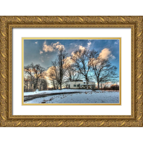 Winter Home Gold Ornate Wood Framed Art Print with Double Matting by Goldwitz, Robert