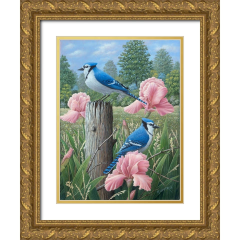 Blue Jays Gold Ornate Wood Framed Art Print with Double Matting by Wavra, Robert