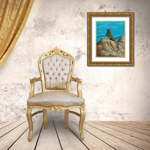 Iguana Gold Ornate Wood Framed Art Print with Double Matting by Wavra, Robert