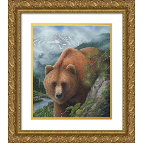 Stalking His Prey Gold Ornate Wood Framed Art Print with Double Matting by Wavra, Robert