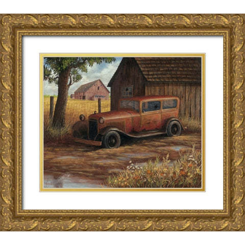 The Old Ford Gold Ornate Wood Framed Art Print with Double Matting by Wavra, Robert