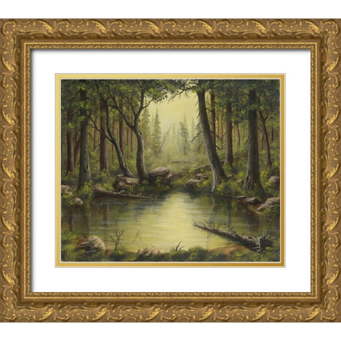 Evening at the Creek Gold Ornate Wood Framed Art Print with Double Matting by Wavra, Robert