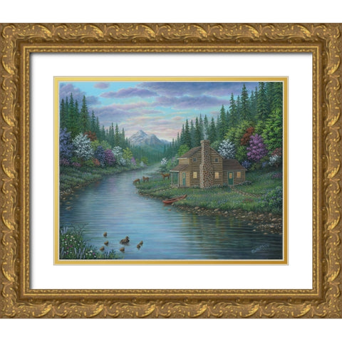 The Cabin Gold Ornate Wood Framed Art Print with Double Matting by Wavra, Robert