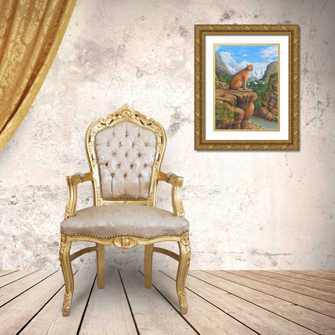 Cougar Gold Ornate Wood Framed Art Print with Double Matting by Wavra, Robert