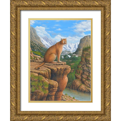 Cougar Gold Ornate Wood Framed Art Print with Double Matting by Wavra, Robert