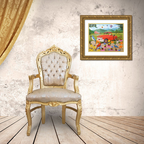 The Red Truck Gold Ornate Wood Framed Art Print with Double Matting by Wavra, Robert