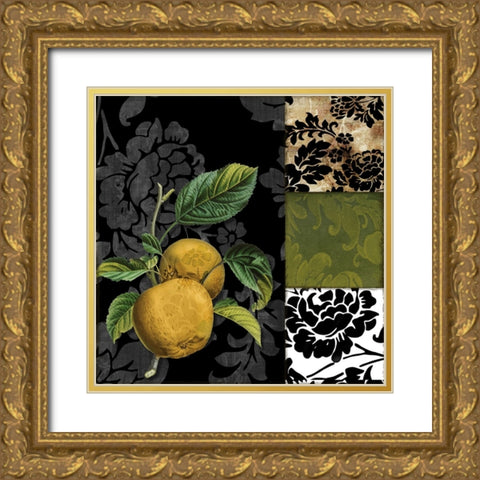 Damask Lerain IV Gold Ornate Wood Framed Art Print with Double Matting by Sasha